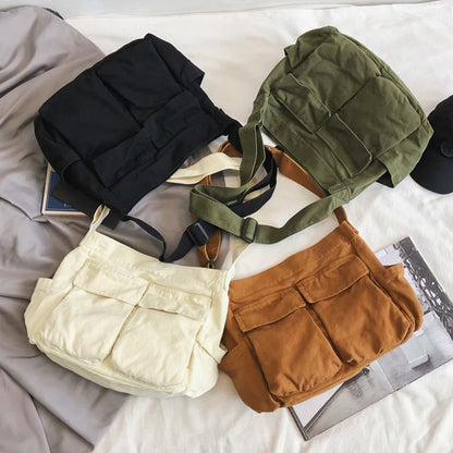 Girl Handbag Canvas Teenager Shoulder Bags Teenage Women's Messenger Bags Ladies Casual Bag Teen Handbag Crossbody Purse