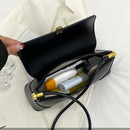 Fashion PU Leather Underarm Shoulder Bags For Women Trend Designer French Style Female Tote Ladies Flap Handbags